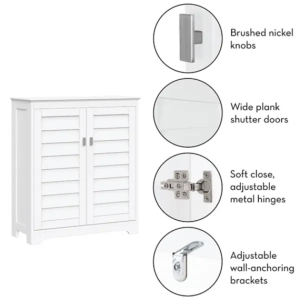 Bathroom Furniture-Kirkland's Home Wood Shutter 2-Door Cabinet White