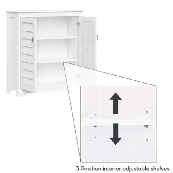 Bathroom Furniture-Kirkland's Home Wood Shutter 2-Door Cabinet White
