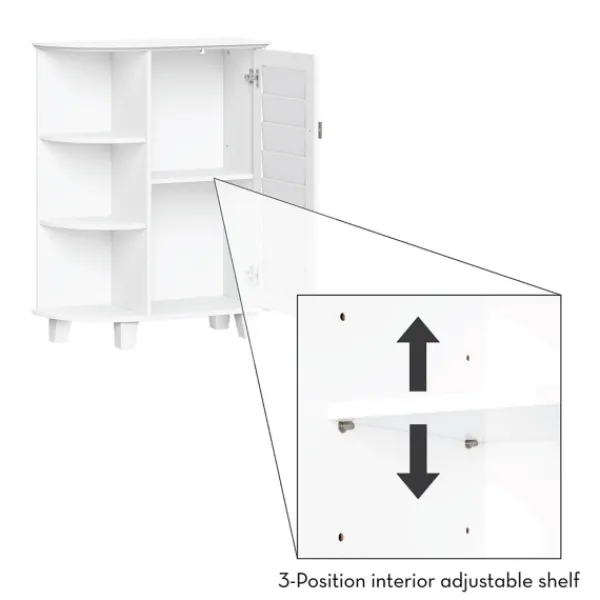 Bathroom Furniture-Kirkland's Home Wood Shutter Door Open Shelf Cabinet White