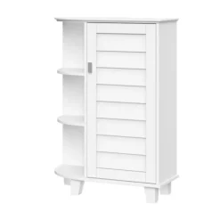 Bathroom Furniture-Kirkland's Home Wood Shutter Door Open Shelf Cabinet White