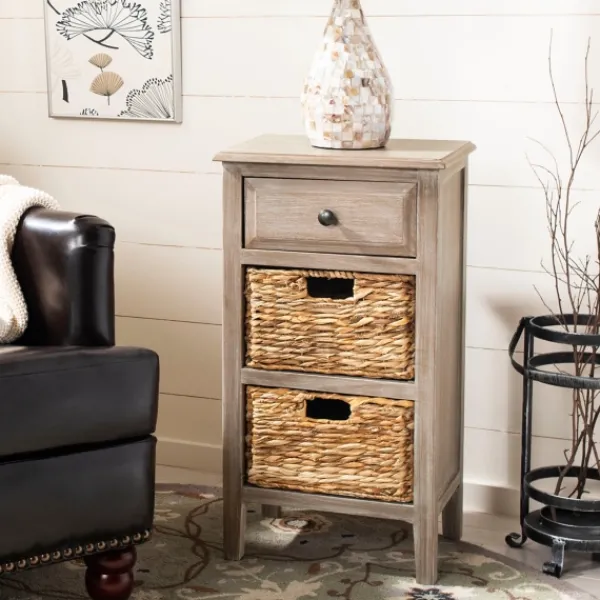 Accent & End Tables-Kirkland's Home Wood Side Table With Baskets Gray