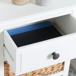 Accent & End Tables-Kirkland's Home Wood Side Table With Baskets White