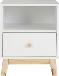 Nightstands-Kirkland's Home Wood Single Drawer Footed Nightstand White
