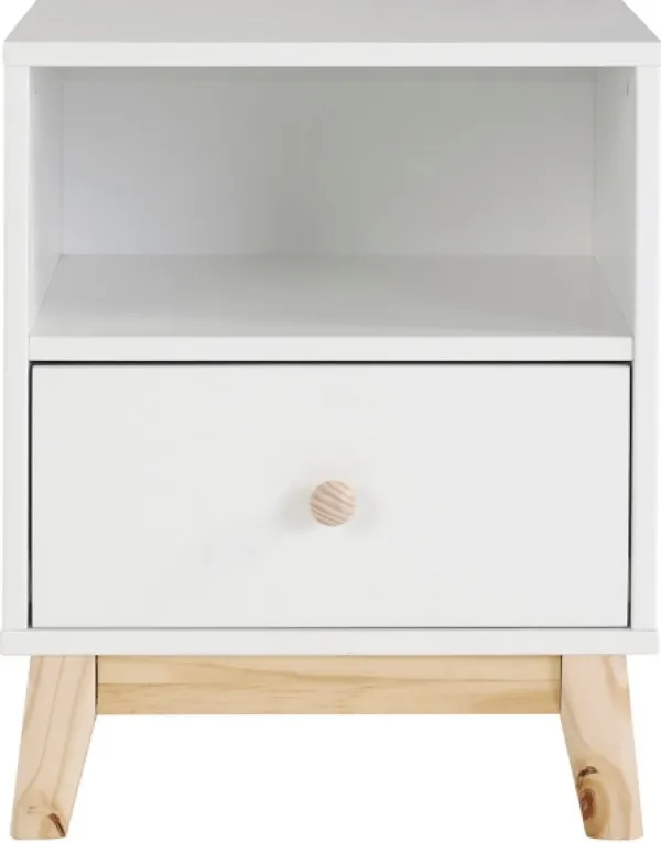 Nightstands-Kirkland's Home Wood Single Drawer Footed Nightstand White