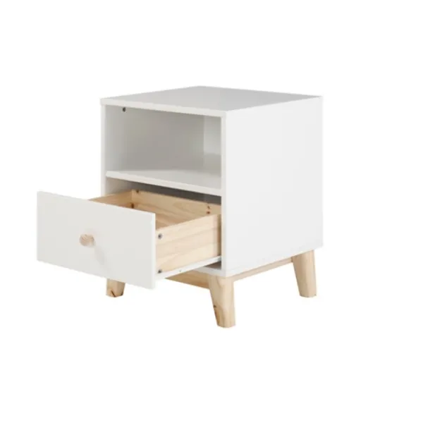 Nightstands-Kirkland's Home Wood Single Drawer Footed Nightstand White
