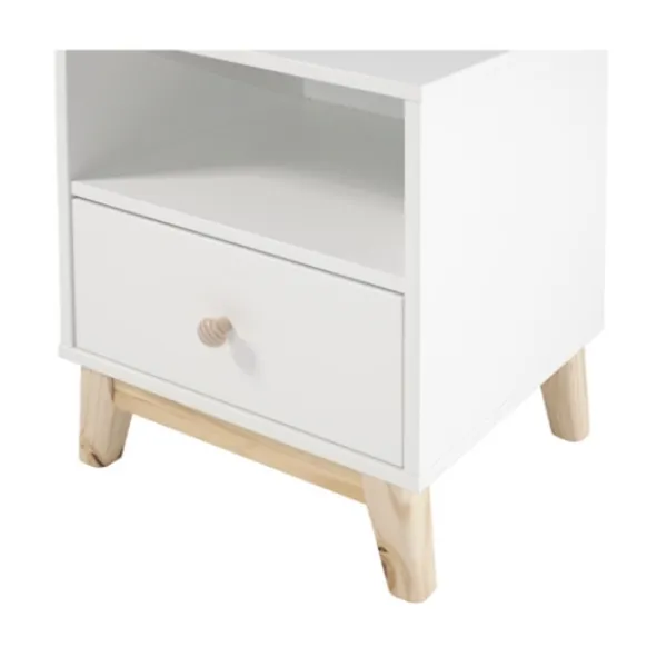Nightstands-Kirkland's Home Wood Single Drawer Footed Nightstand White