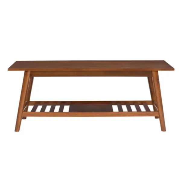 Coffee Tables-Kirkland's Home Wood Slatted Bottom Shelf Coffee Table Brown