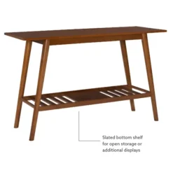 Console Tables-Kirkland's Home Wood Slatted Bottom Shelf Console Table Brown