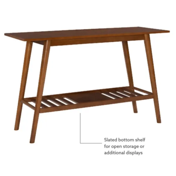 Console Tables-Kirkland's Home Wood Slatted Bottom Shelf Console Table Brown