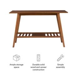 Console Tables-Kirkland's Home Wood Slatted Bottom Shelf Console Table Brown