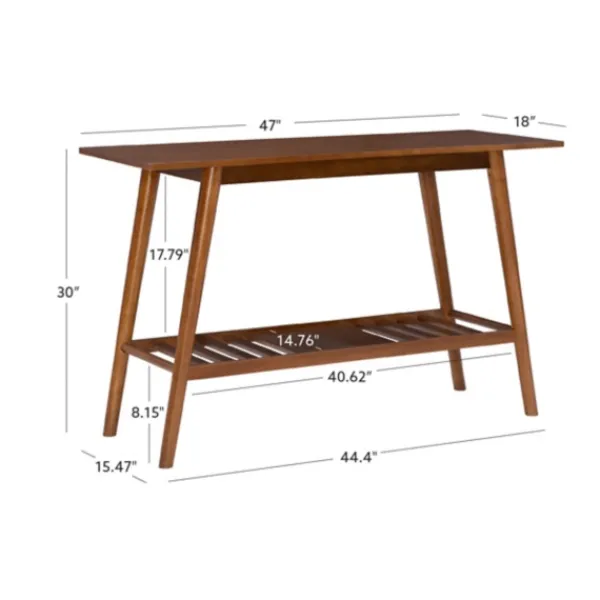 Console Tables-Kirkland's Home Wood Slatted Bottom Shelf Console Table Brown
