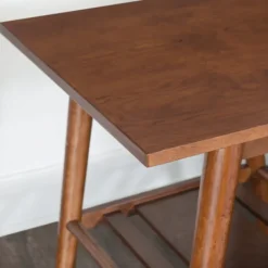 Accent & End Tables-Kirkland's Home Wood Slatted Bottom Shelf Side Table Brown