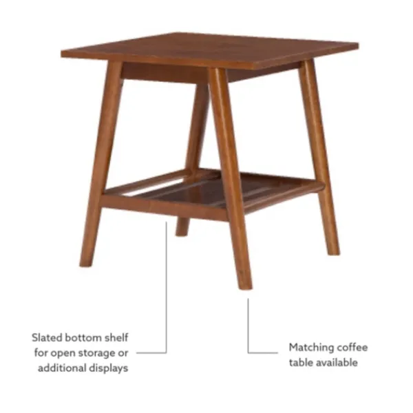 Accent & End Tables-Kirkland's Home Wood Slatted Bottom Shelf Side Table Brown