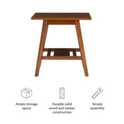Accent & End Tables-Kirkland's Home Wood Slatted Bottom Shelf Side Table Brown