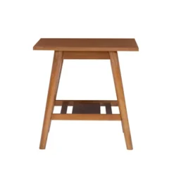 Accent & End Tables-Kirkland's Home Wood Slatted Bottom Shelf Side Table Brown