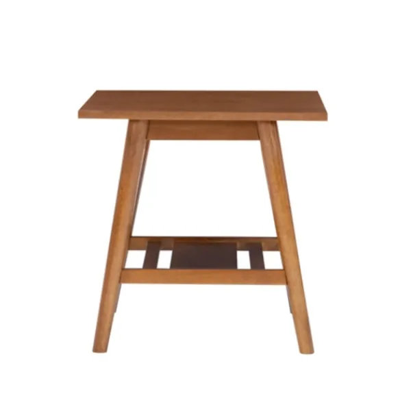 Accent & End Tables-Kirkland's Home Wood Slatted Bottom Shelf Side Table Brown