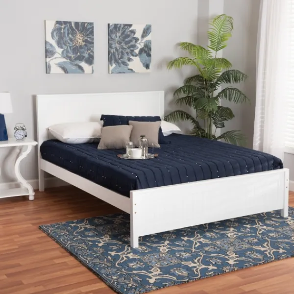 Beds & Headboards-Kirkland's Home Wood Slatted Full Bed Frame White