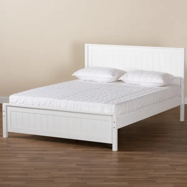 Beds & Headboards-Kirkland's Home Wood Slatted Full Bed Frame White
