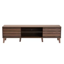 Tv Stands & Media Consoles-Kirkland's Home Wood Slatted Midcentury Tv Stand Brown