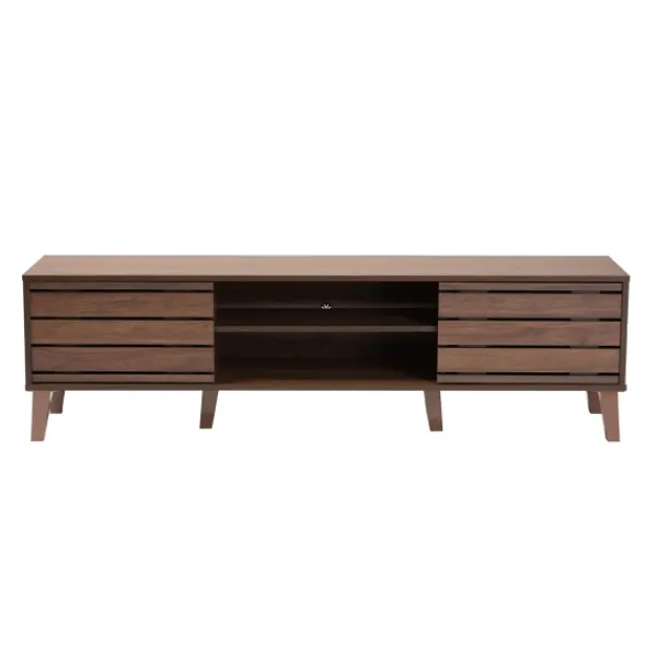 Tv Stands & Media Consoles-Kirkland's Home Wood Slatted Midcentury Tv Stand Brown