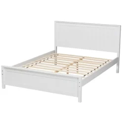 Beds & Headboards-Kirkland's Home Wood Slatted Queen Bed Frame White