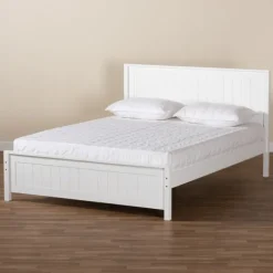 Beds & Headboards-Kirkland's Home Wood Slatted Queen Bed Frame White