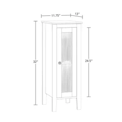 Bathroom Furniture-Kirkland's Home Wood Slim Single Glass Door Floor Cabinet White