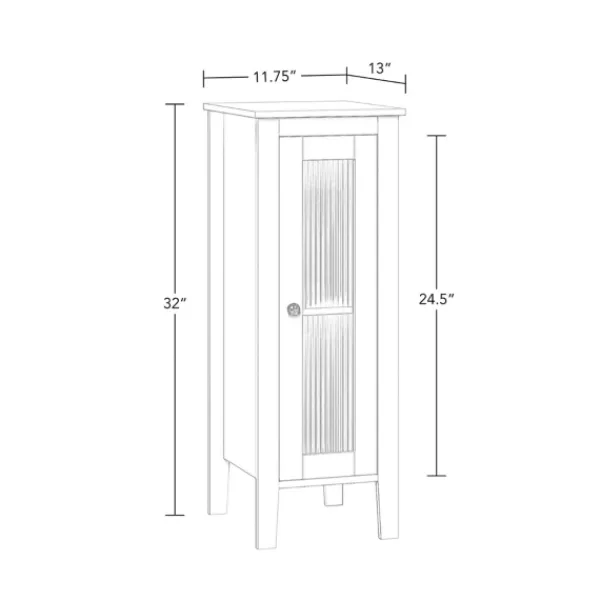 Bathroom Furniture-Kirkland's Home Wood Slim Single Glass Door Floor Cabinet White
