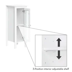 Bathroom Furniture-Kirkland's Home Wood Slim Single Glass Door Floor Cabinet White