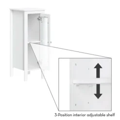 Bathroom Furniture-Kirkland's Home Wood Slim Single Glass Door Floor Cabinet White