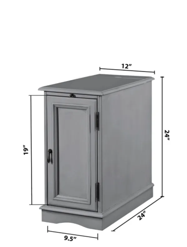 Accent & End Tables-Kirkland's Home Wood Storage And Charging Accent Table Gray