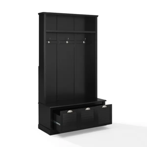 Entryway Furniture-Kirkland's Home Wood Storage Bench Hall Tree Black