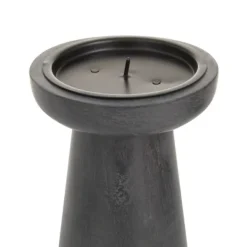 Candle Holders-Kirkland's Home Wood Tapered 3-Pc. Pillar Candle Holder Set Black