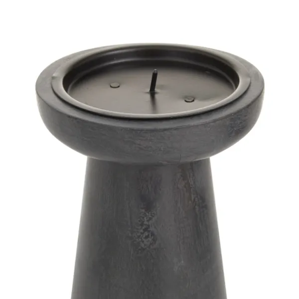 Candle Holders-Kirkland's Home Wood Tapered 3-Pc. Pillar Candle Holder Set Black