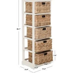 Bookshelves-Kirkland's Home Wood 5-Tier Basket Storage Shelf White