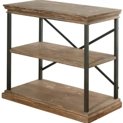 Office Furniture-Kirkland's Home Wood 3-Tier Bookshelf With Black Steel Frame