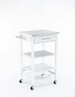 Kitchen Islands & Bar Carts-Kirkland's Home Wood 2-Tier Kitchen Cart White