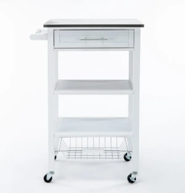 Kitchen Islands & Bar Carts-Kirkland's Home Wood 2-Tier Kitchen Cart White