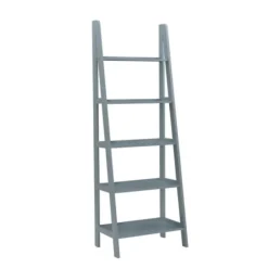 Bookshelves-Kirkland's Home Wood 5-Tier Ladder Bookshelf Gray