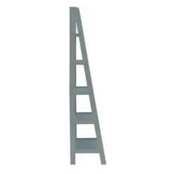 Bookshelves-Kirkland's Home Wood 5-Tier Ladder Bookshelf Gray