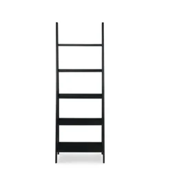 Bookshelves-Kirkland's Home Wood 5-Tier Ladder Bookshelf Black