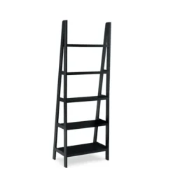 Bookshelves-Kirkland's Home Wood 5-Tier Ladder Bookshelf Black