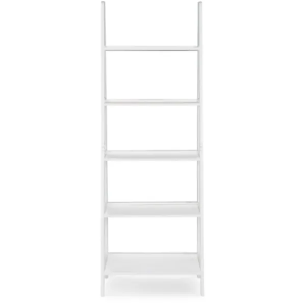 Bookshelves-Kirkland's Home Wood 5-Tier Ladder Bookshelf White