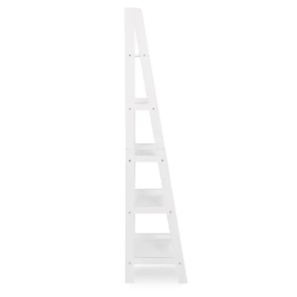 Bookshelves-Kirkland's Home Wood 5-Tier Ladder Bookshelf White