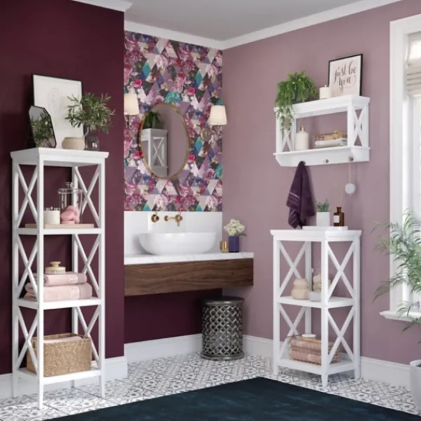 Bathroom Furniture-Kirkland's Home Wood 3-Tier Storage Shelf White