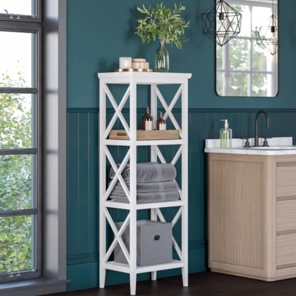 Bathroom Furniture-Kirkland's Home Wood 3-Tier Storage Shelf White