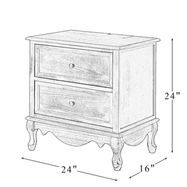 Nightstands-Kirkland's Home Wood Traditional 2-Drawer Nightstand Brown