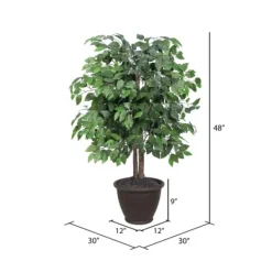 Trees & Topiaries-Kirkland's Home Wood Trunk Ficus Bush In Rattan Basket