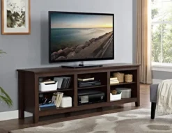 Tv Stands & Media Consoles-Kirkland's Home Wood Tv Stand, 70 In. Brown