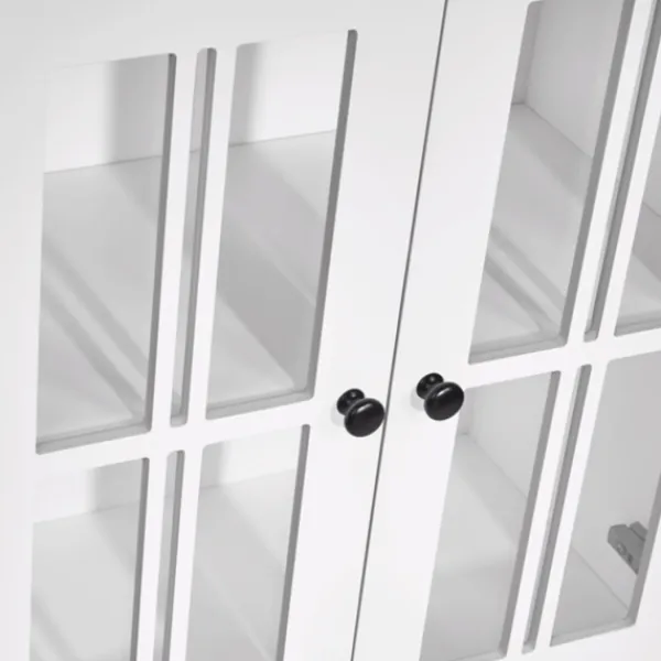 Bathroom Furniture-Kirkland's Home Wood Two Pane Glass Doors Floor Cabinet White